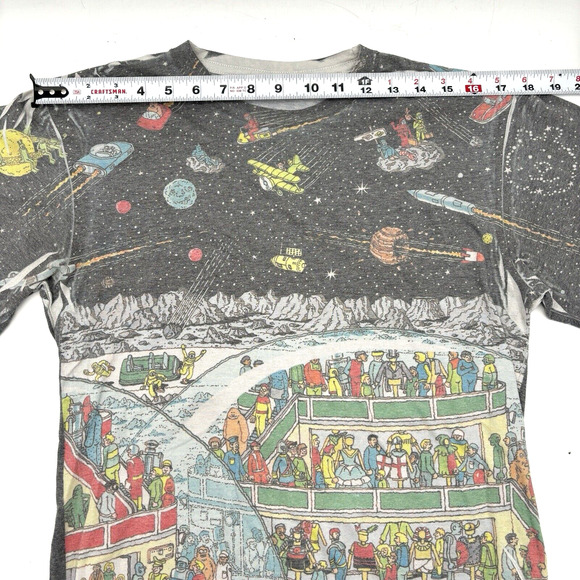 Vintage 90s Where's Waldo? Outer Space Short Sleeve T-shirt Unisex Small - Picture 4 of 10